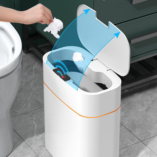 Automatic trash can for kitchen with touchless lid.