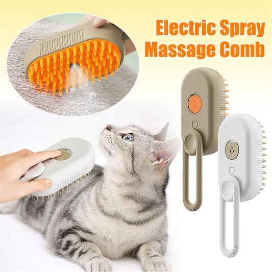 Cat steam brush for grooming and massage