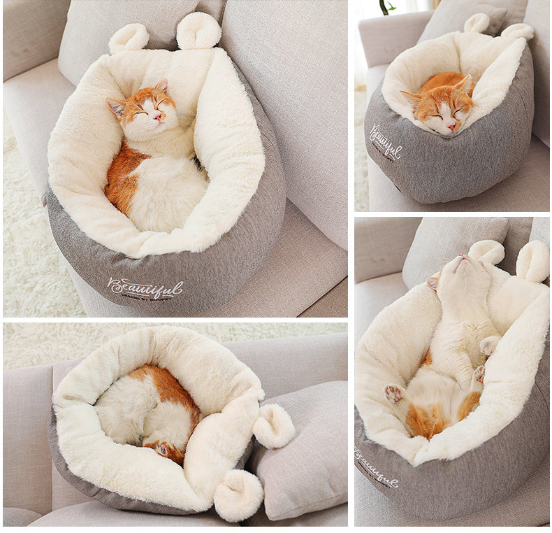 Cozy dog bed with warming cushion