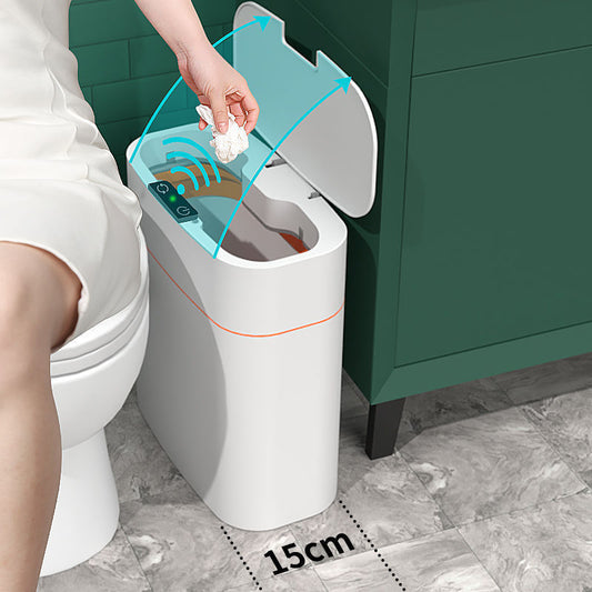 Smart trash can with lid for bedroom use.